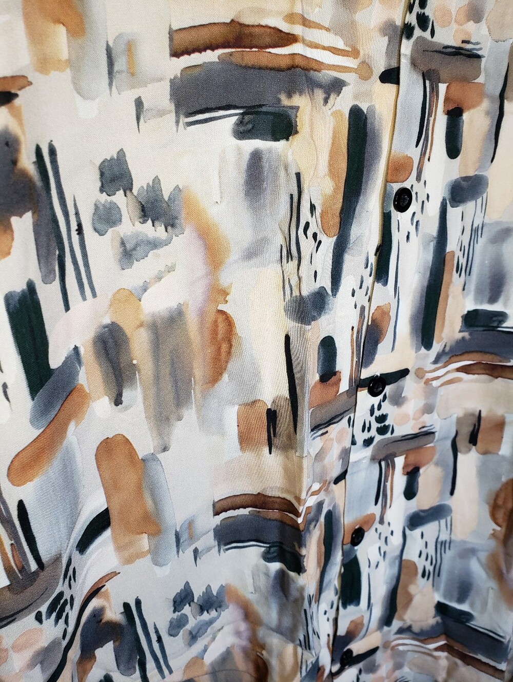 Above Man Shirt Mens Large L Abstract Paint Stroke Short Sleeve Button Up - Picture 7 of 15